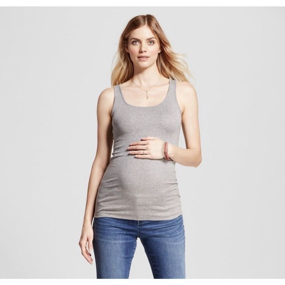 Isabel Maternity Tank Top Women XL Gray Cotton Modal Blend NWT - Picture 1 of 1